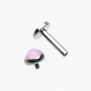 3 Pcs Pack of Opalite Sparkle Gem Internally Threaded Steel Labret-Pink